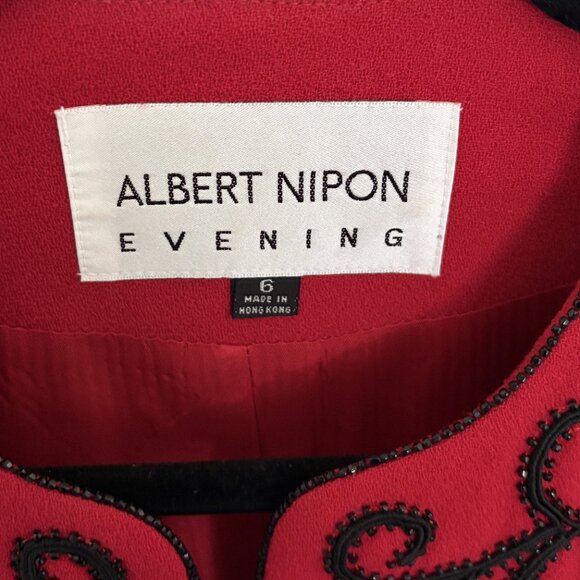 Albert Nipon Evening Red Embellished Jacket – Size 6 - FREE SHIPPING! - Picture 4 of 7